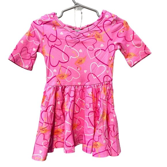 Dot Dot Smile Pink Flamingo Heart Girls Ballet 3/4 Sleeve Dress Rare LLR 12/24M - Picture 1 of 6